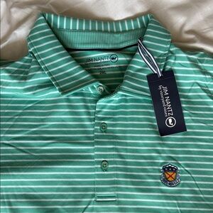Jim Nantz by Vineyard Vines Bel Air Country Club Green Striped Polo Shirt, XXL